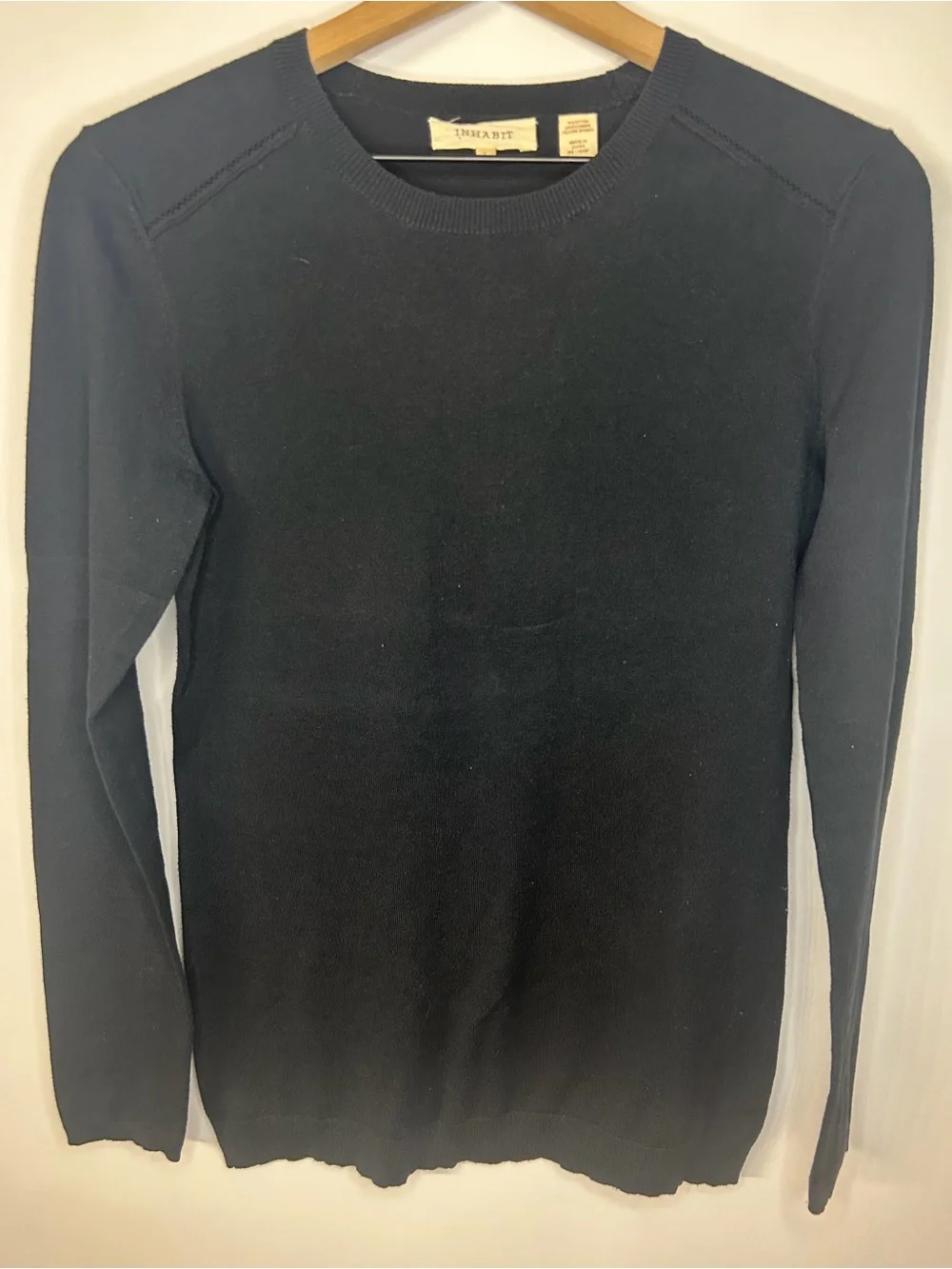 Inhabit Women’s Black Cotton Blend Sweater, Size Small